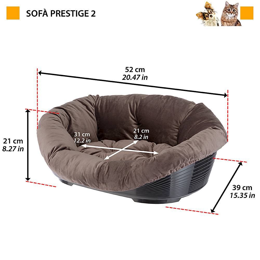 Ferplast - Ferplast Panier Chien et Chat avec Coussin SOFA' PRESTIGE 2 en Velours, Lavable, Lit pour Chien et Chat Intérieur Rembourré, Corbeille en Plastique, - Imagen 2