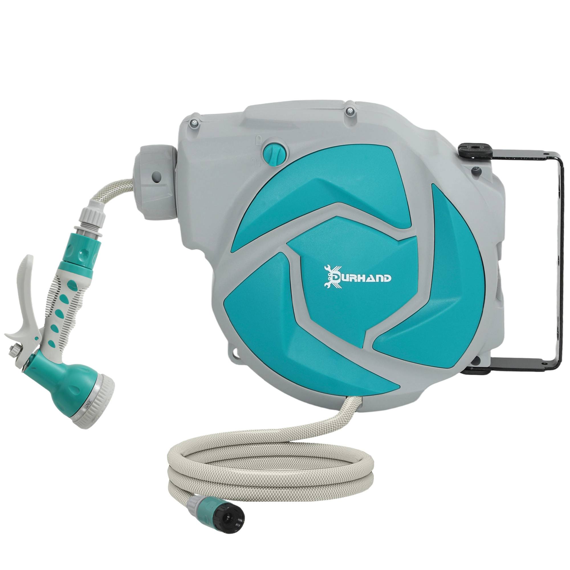 ComfortXL - Dévidoir mural automatique en plastique vert 10 + 1 m pour arrosage du jardin et terrasse avec buse à 7 jets - Image 10