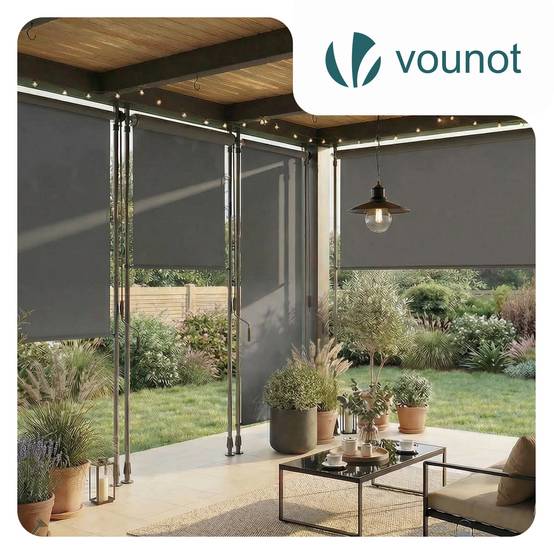 Store vertical sans percage extensible exterieur 200x310cm polyester gris - Image 7