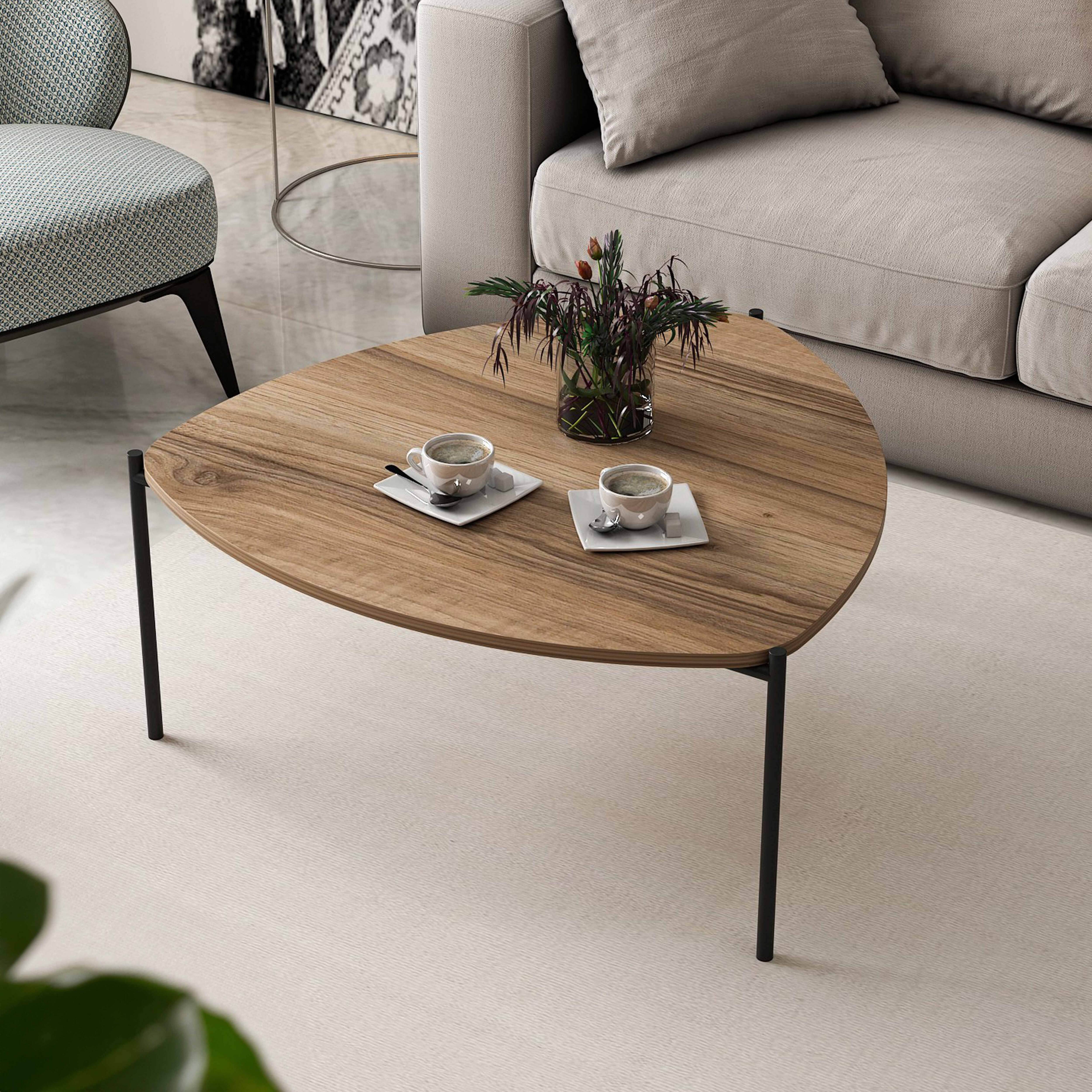 Oviala - Table basse triangulaire en acier et effet bois - Oviala - Imagen 2