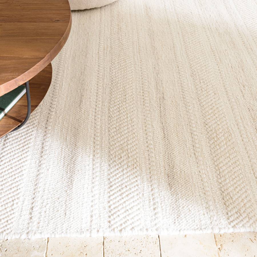 Macabane - CHARLES - Tapis rectangulaire 200x290cm laine texturée nuances de beige - Imagen 3
