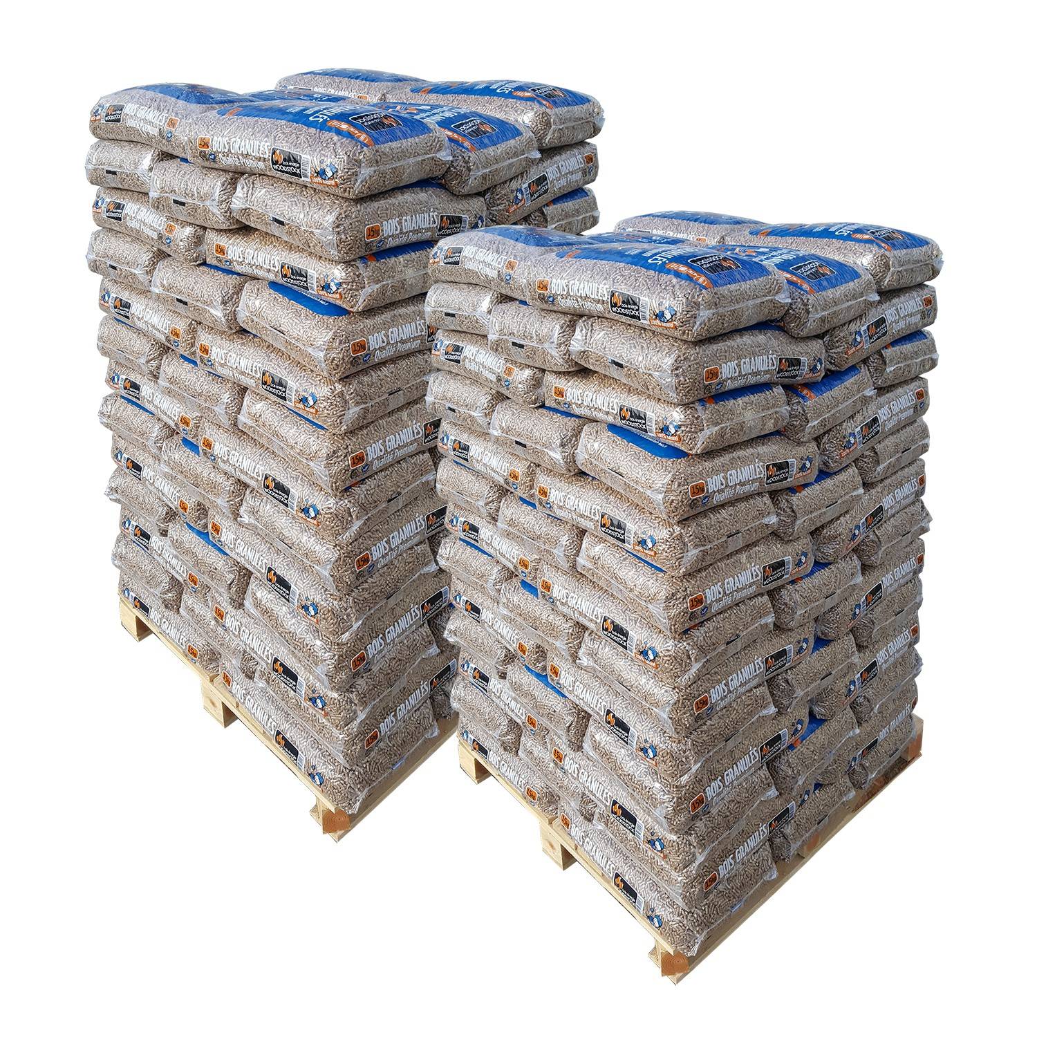 WOODSTOCK - Granulés de bois premium Woodstock - lot de 2 palettes de 66 sacs de 15 kg