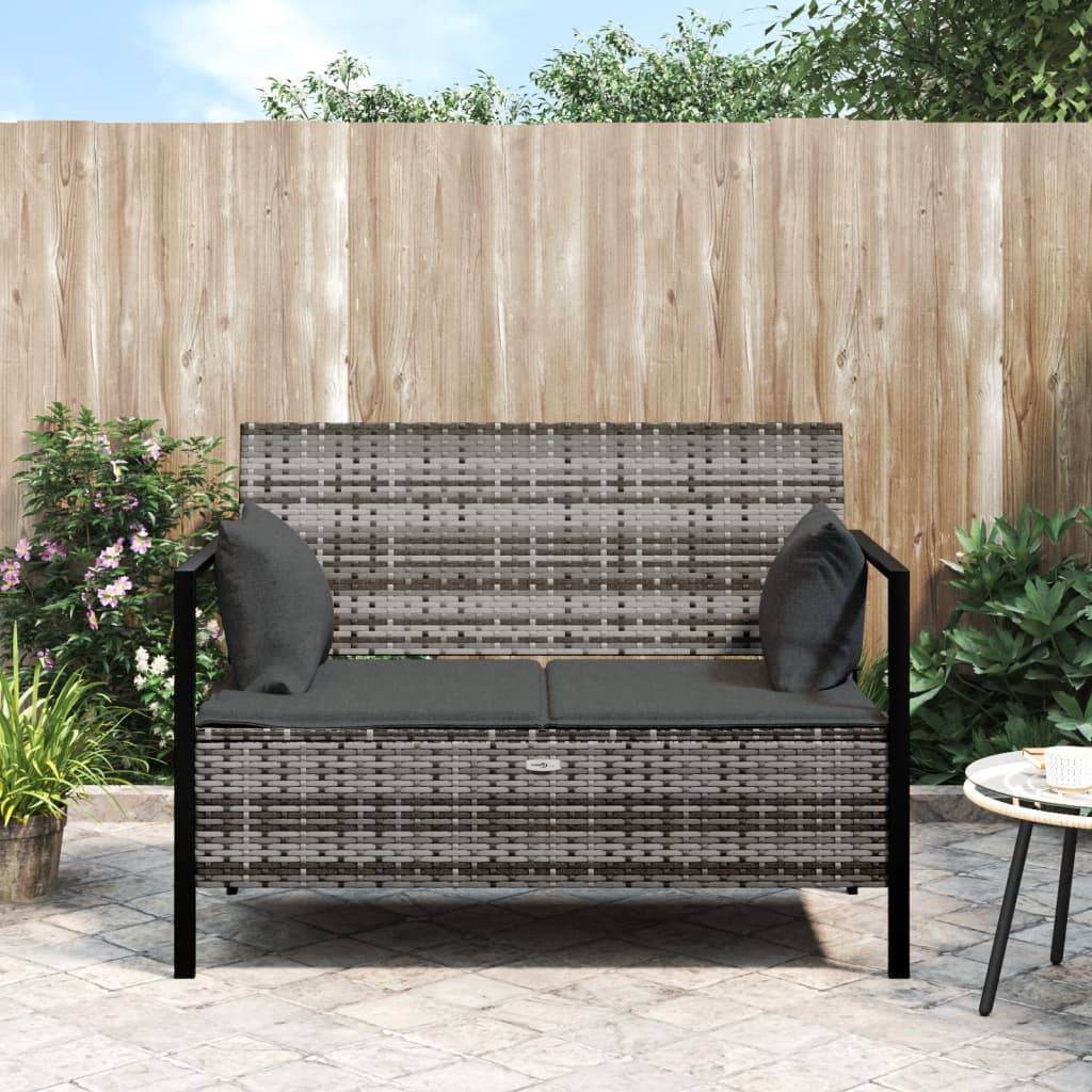 Maison Chic - Banc de jardin - Banc d'extérieur - Banquette à 2 Places avec Coussins Gris Résine Tressée-JU13914 - Imagen 2
