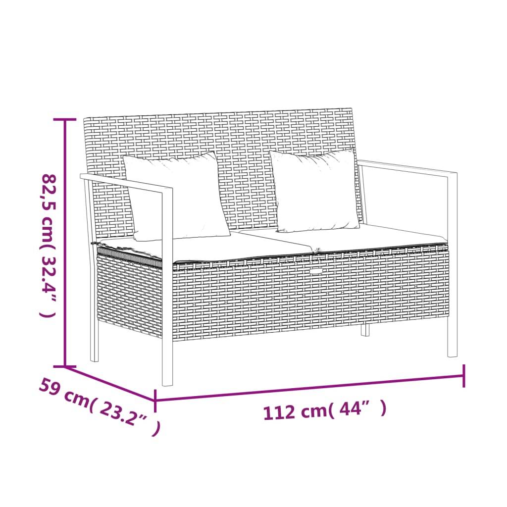 Maison Chic - Banc de jardin - Banc d'extérieur - Banquette à 2 Places avec Coussins Gris Résine Tressée-JU13914 - Imagen 9