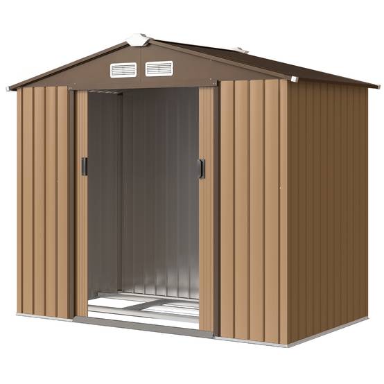 Abri de jardin 213x130x185 cm remise métallique extérieure outils kaki - Image 2