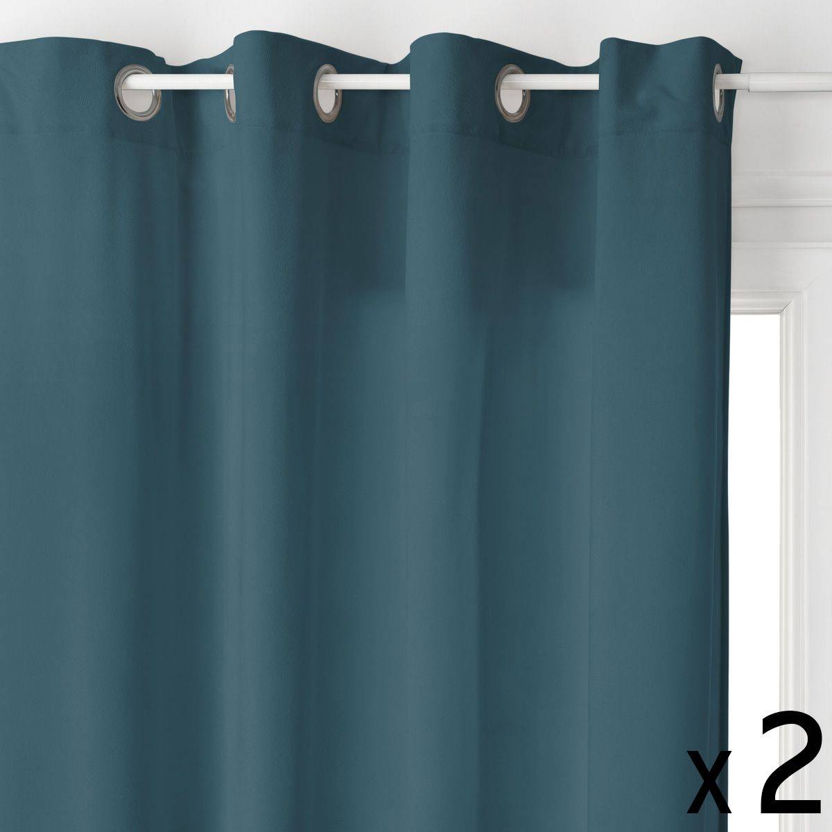 Atmosphera - Lot de 2 Rideaux à  œillets 140 x 260 cm Lilou Bleu - Imagen 1