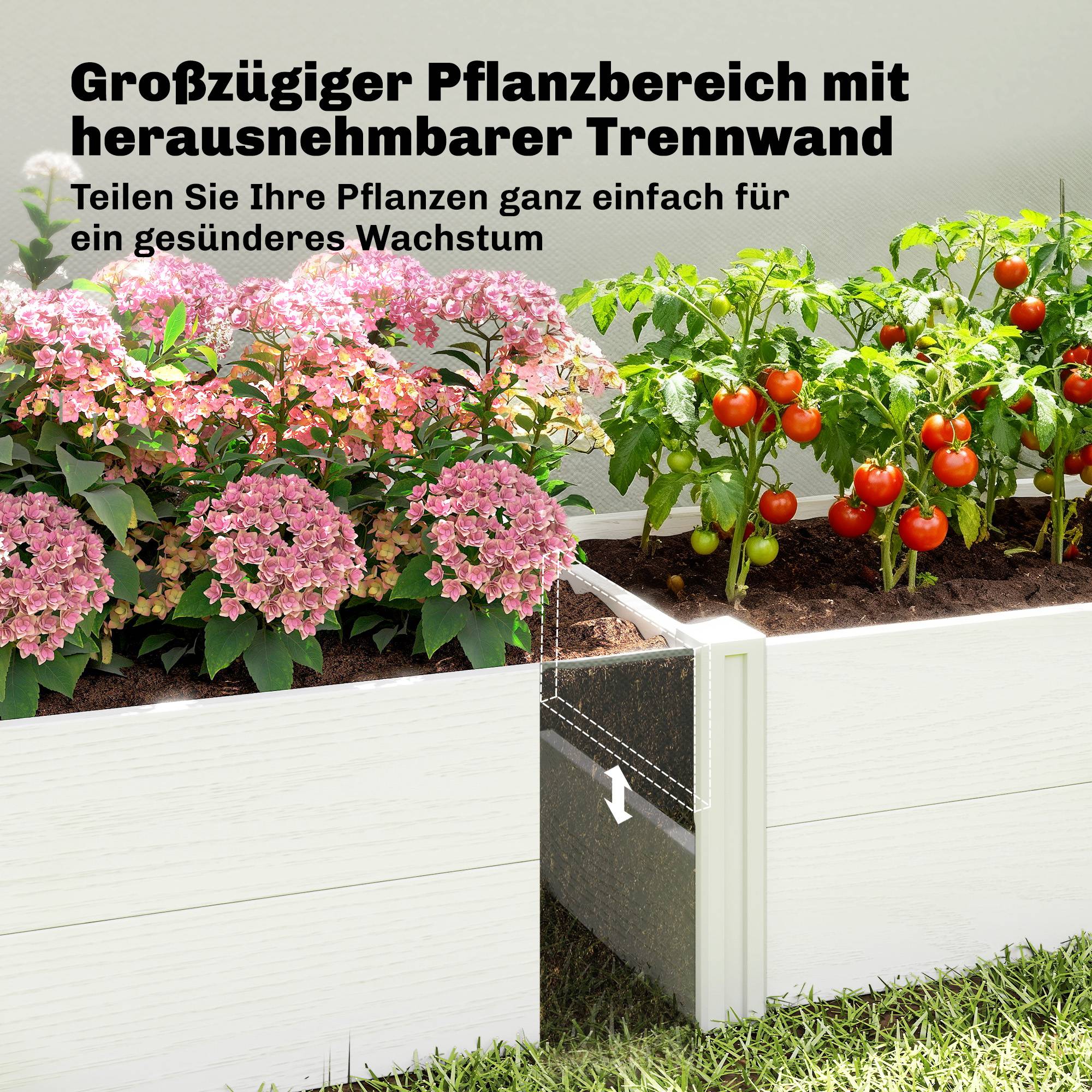 Potager surélevé plastique emboîtable, DIY, 197x54x33 cm, blanc - Image 7