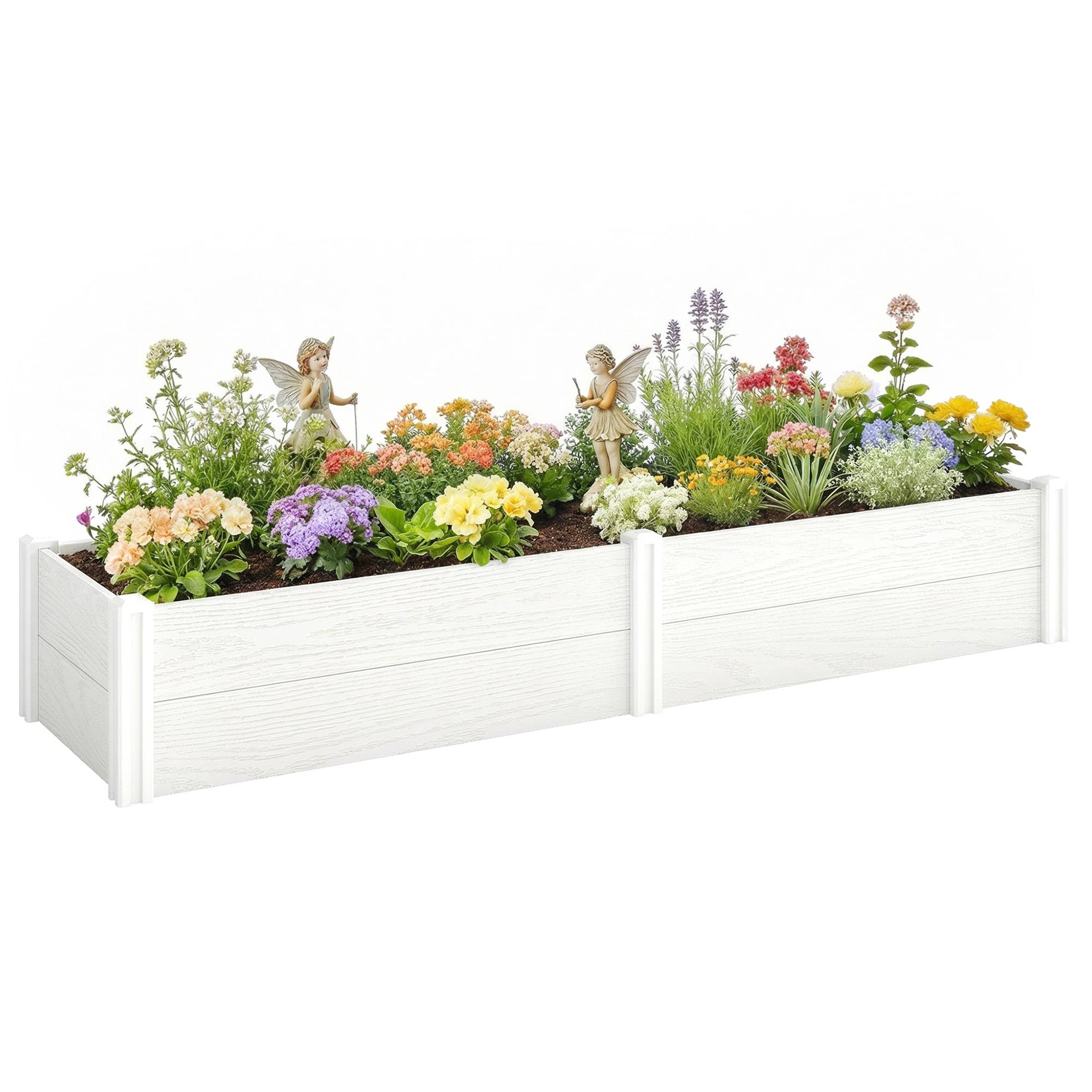 Potager surélevé plastique emboîtable, DIY, 197x54x33 cm, blanc - Image 1