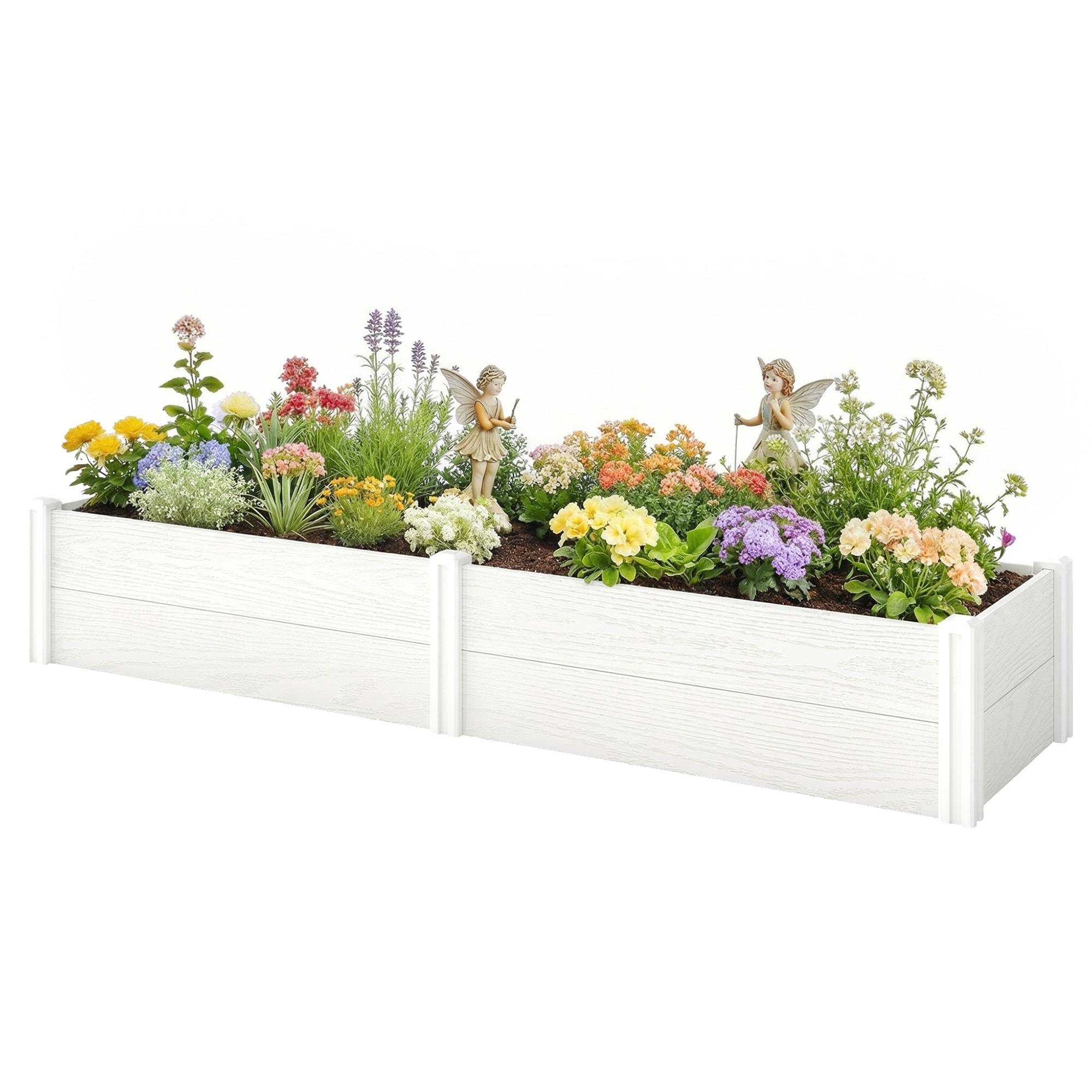 Potager surélevé plastique emboîtable, DIY, 197x54x33 cm, blanc - Image 2