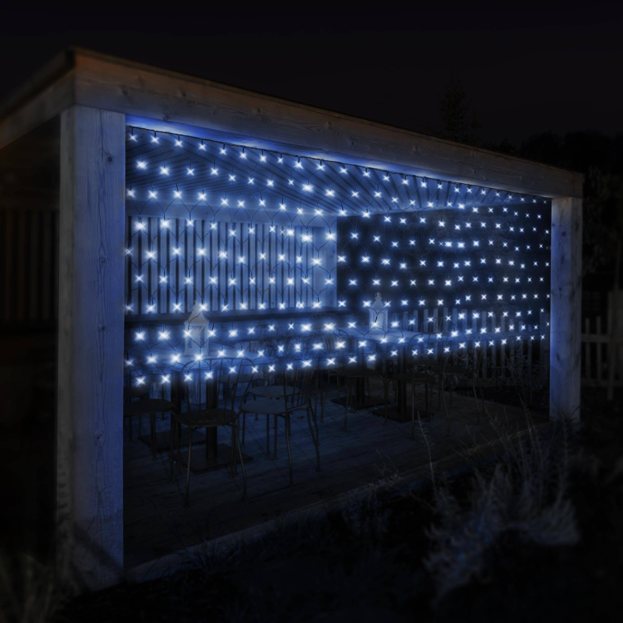 Ecd-Germany - Guirlande lumineuse filet lumineux 320 LED intérieur extérieur IP44 blanc froid - Imagen 2