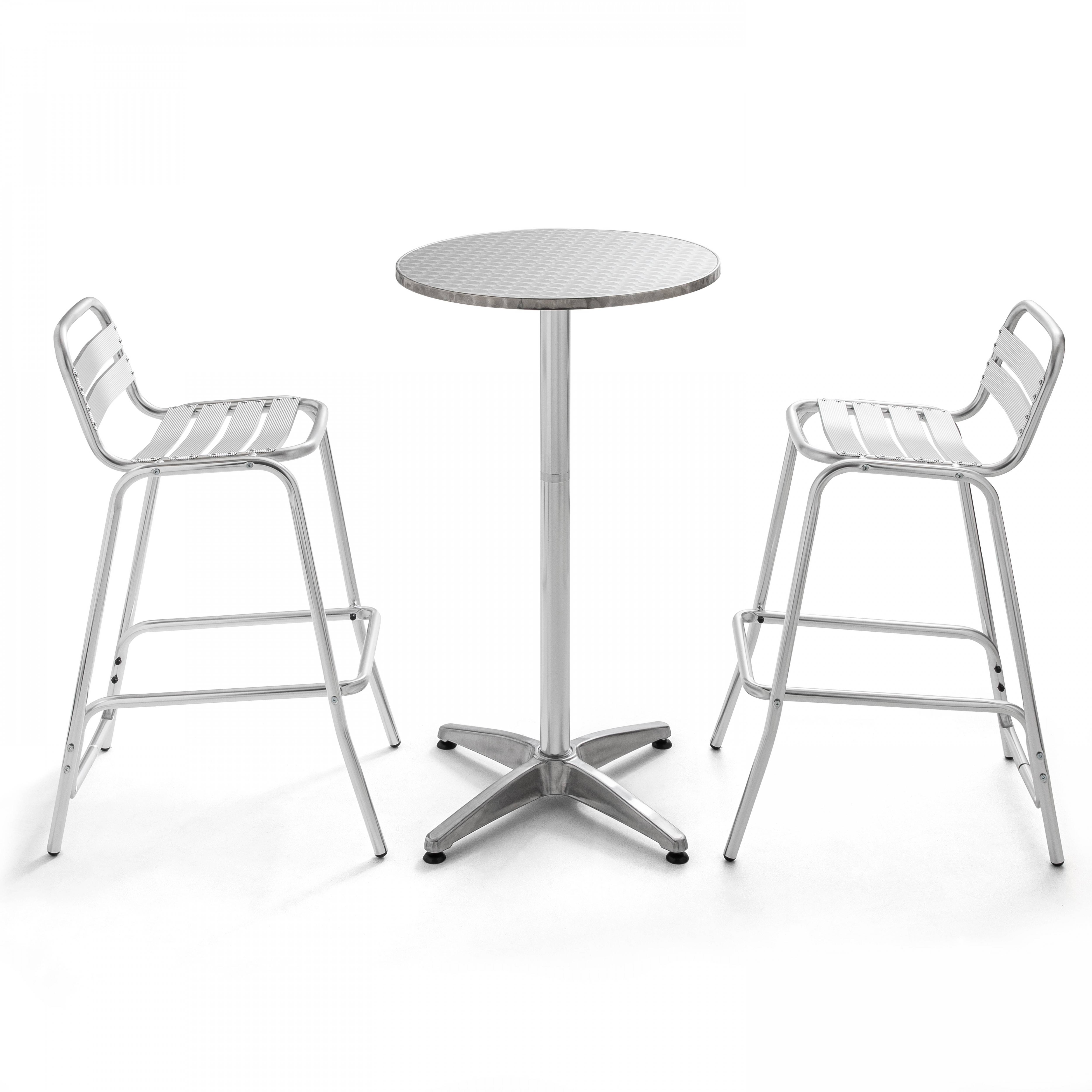 Oviala - Table de bar en aluminium et 2 tabourets Brixton - Oviala - Imagen 1