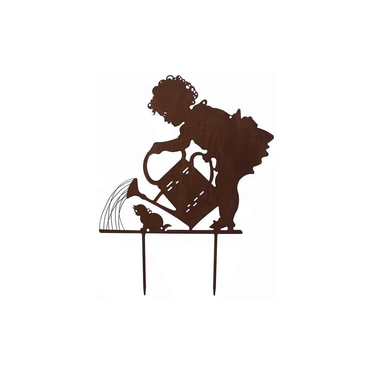 La Grande Prairie - Silhouette en fer Petite fille avec arrosoir 50 x 20 x 45 cm - Imagen 1