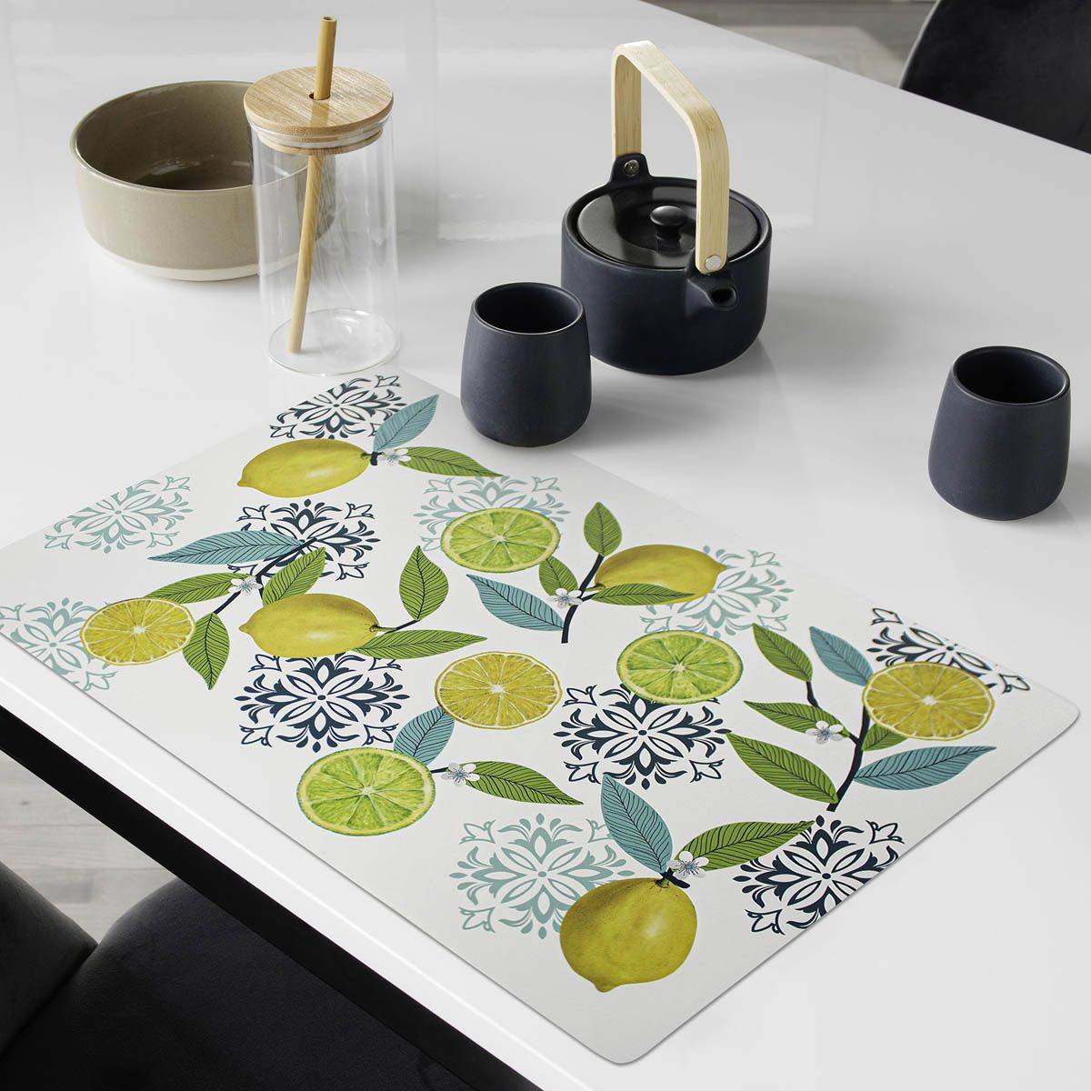 Paris Prix - Set de Table Déco Imprimé "Menton" 28x44cm Blanc - Image 2