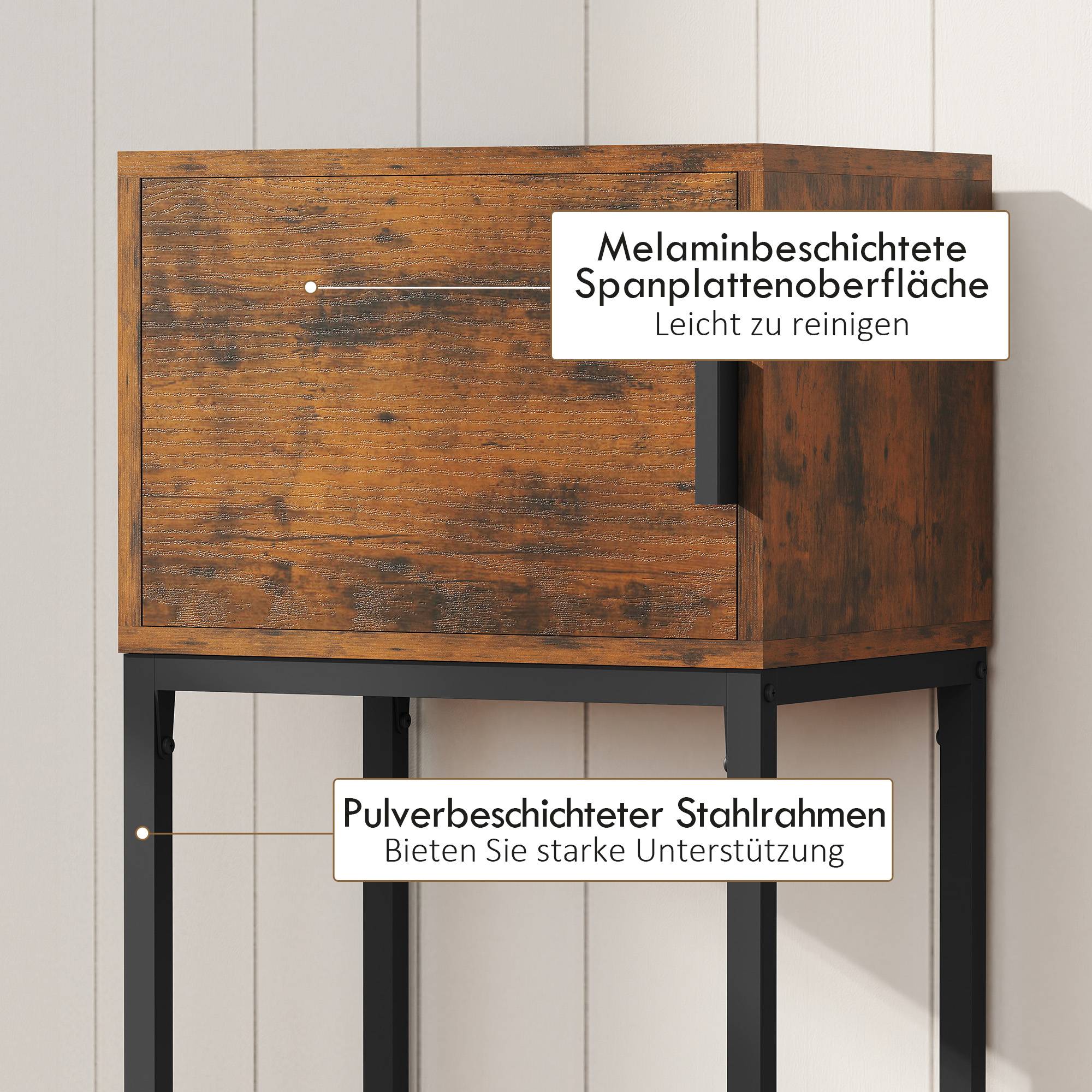 Console étroite, meuble de rangement, style industriel, salon/entrée, 40 x 30 x 76 cm, marron rustique - Image 7