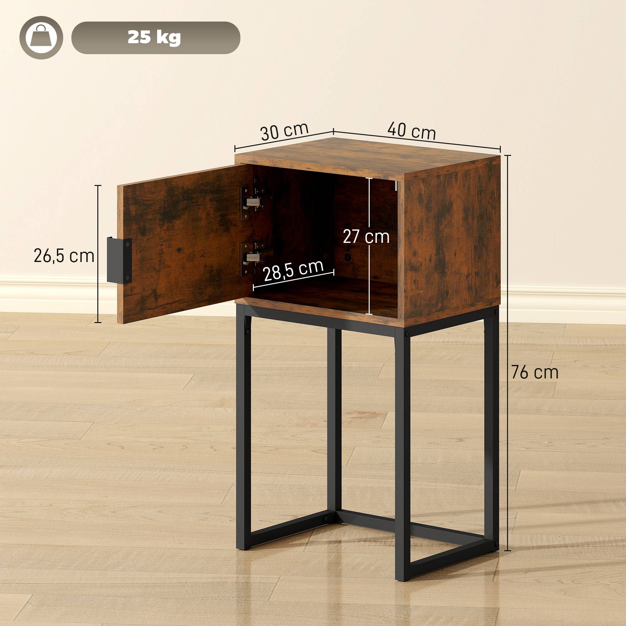 Console étroite, meuble de rangement, style industriel, salon/entrée, 40 x 30 x 76 cm, marron rustique - Image 5