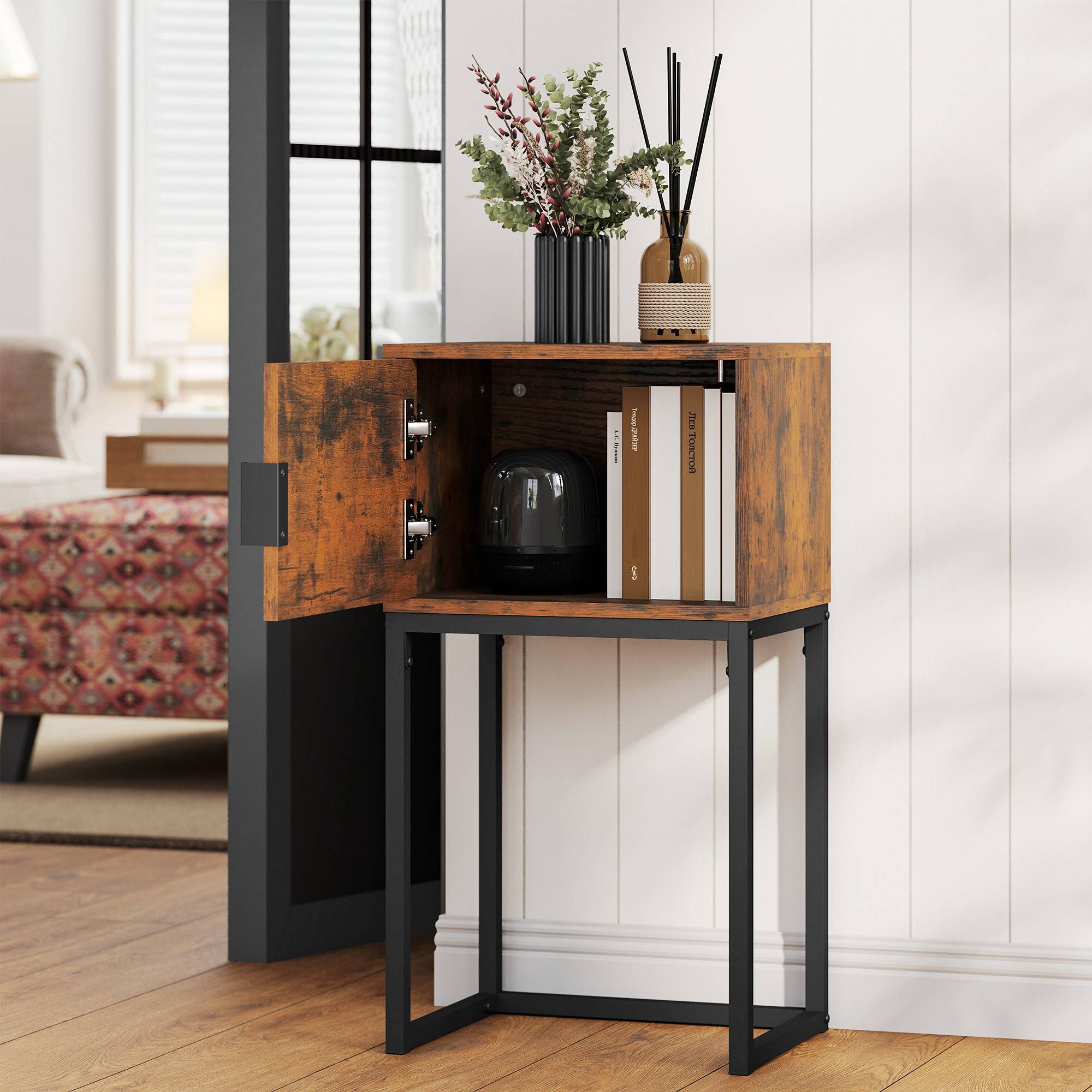 Console étroite, meuble de rangement, style industriel, salon/entrée, 40 x 30 x 76 cm, marron rustique - Image 9