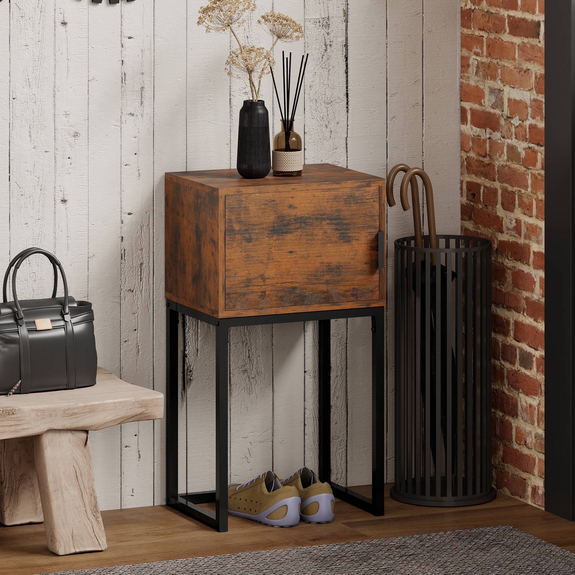 Console étroite, meuble de rangement, style industriel, salon/entrée, 40 x 30 x 76 cm, marron rustique - Image 3