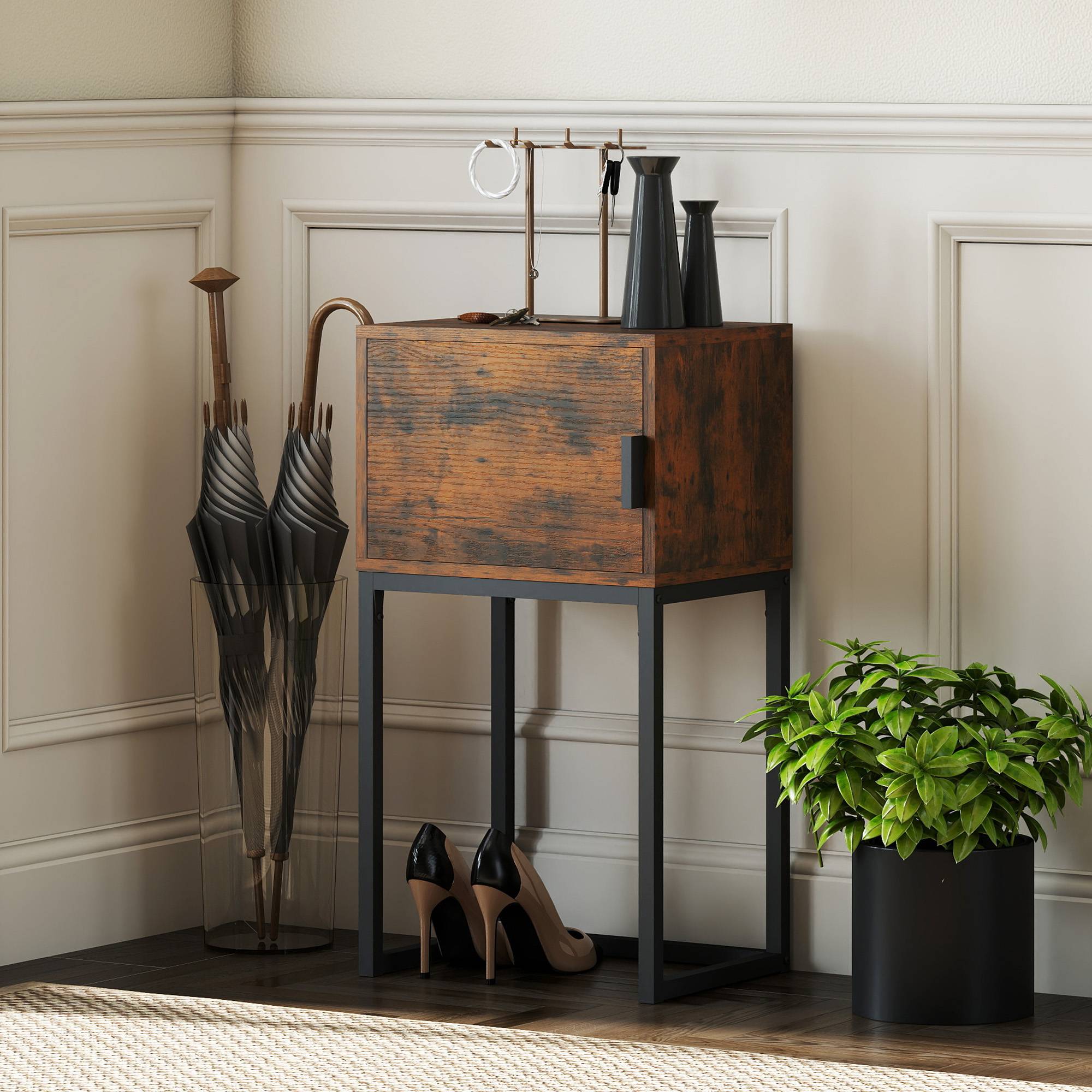 Console étroite, meuble de rangement, style industriel, salon/entrée, 40 x 30 x 76 cm, marron rustique - Image 4