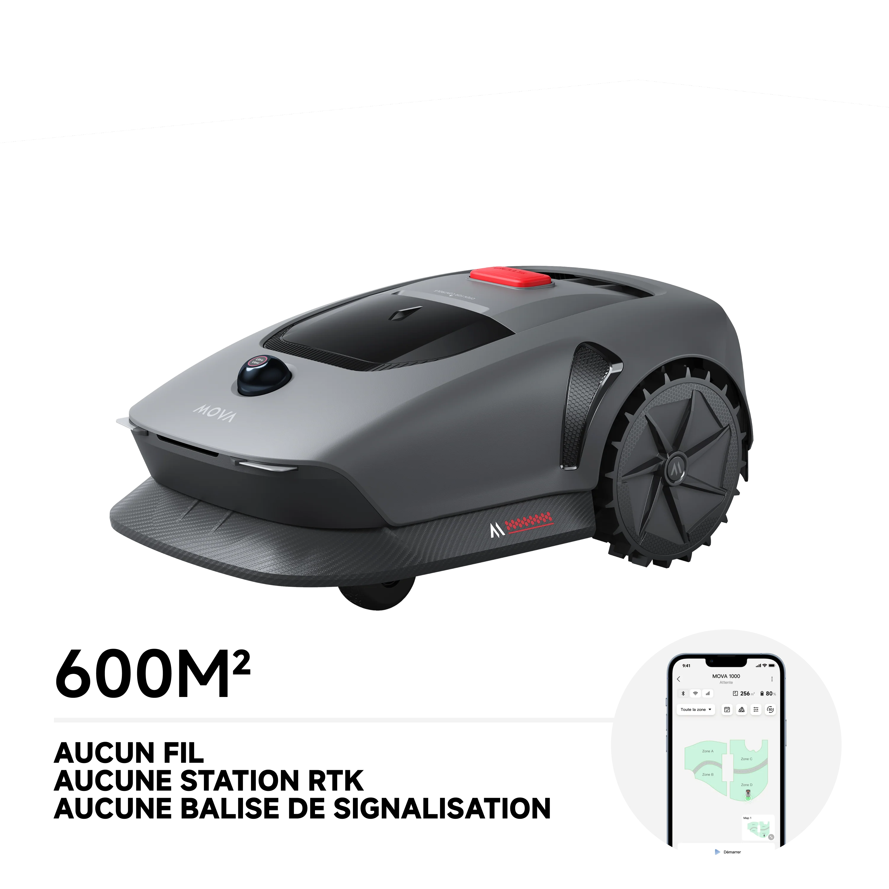 MOVA 600 Tondeuse Robot UltraView™, Cartographie 600 m², Évitement Intelligent, Multi-Zones, Contrôle via App