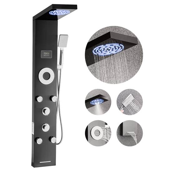 Vevor - VEVOR Colonne douche inox brosse 1345mm pommeau pluie LED robinet 6 fonctions 5 jets et douchette - Image 1