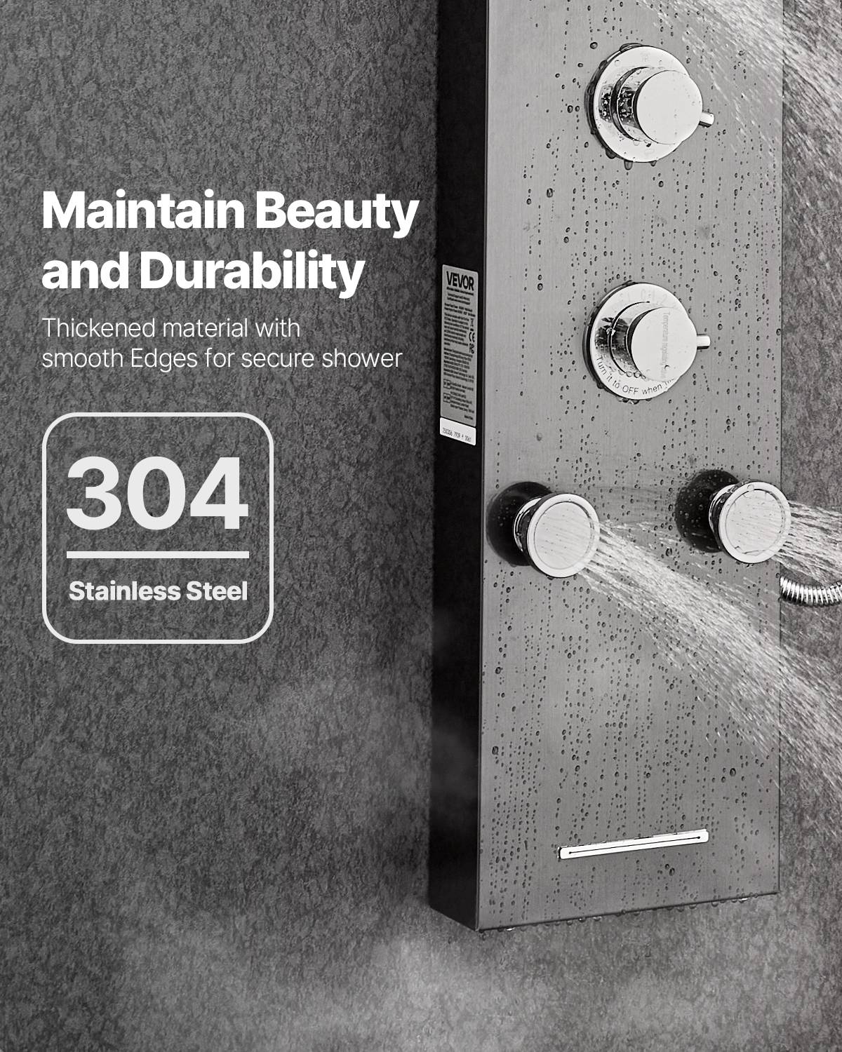 Vevor - VEVOR Colonne douche inox brosse 1345mm pommeau pluie LED robinet 6 fonctions 5 jets et douchette - Image 6
