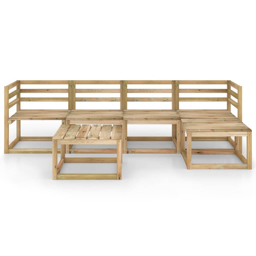 Helloshop26 - Salon de jardin meuble d'extérieur ensemble de mobilier 6 pièces bois de pin imprégné de vert - Imagen 2