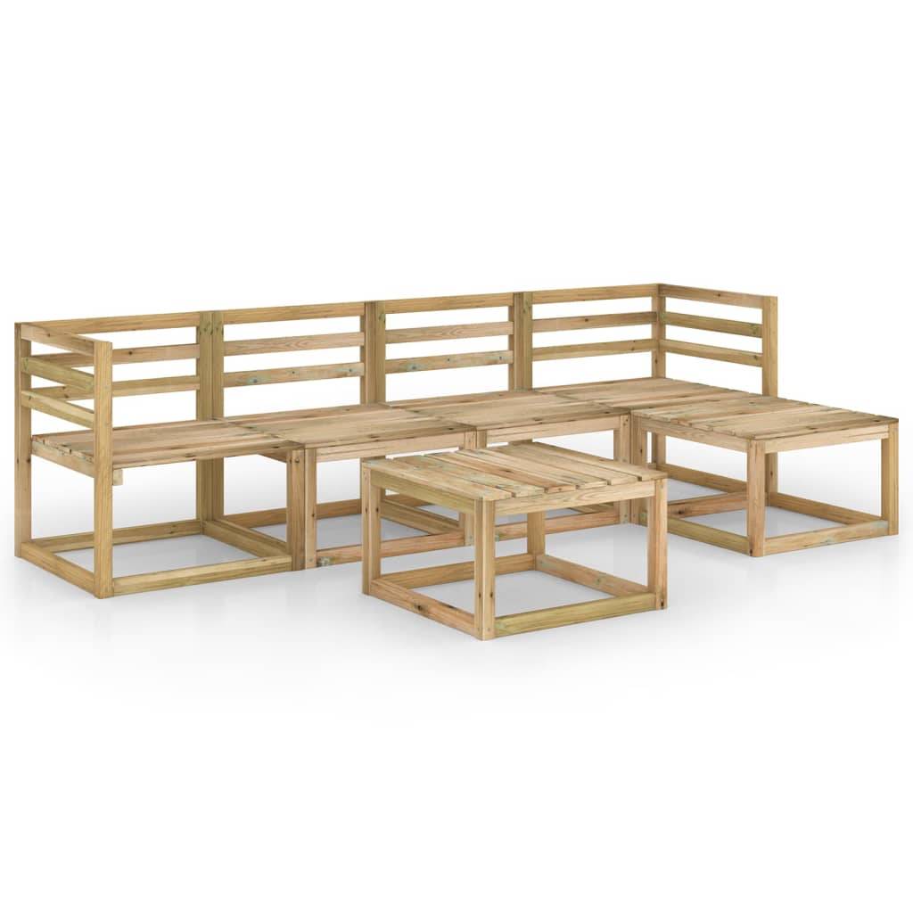 Helloshop26 - Salon de jardin meuble d'extérieur ensemble de mobilier 6 pièces bois de pin imprégné de vert - Imagen 1