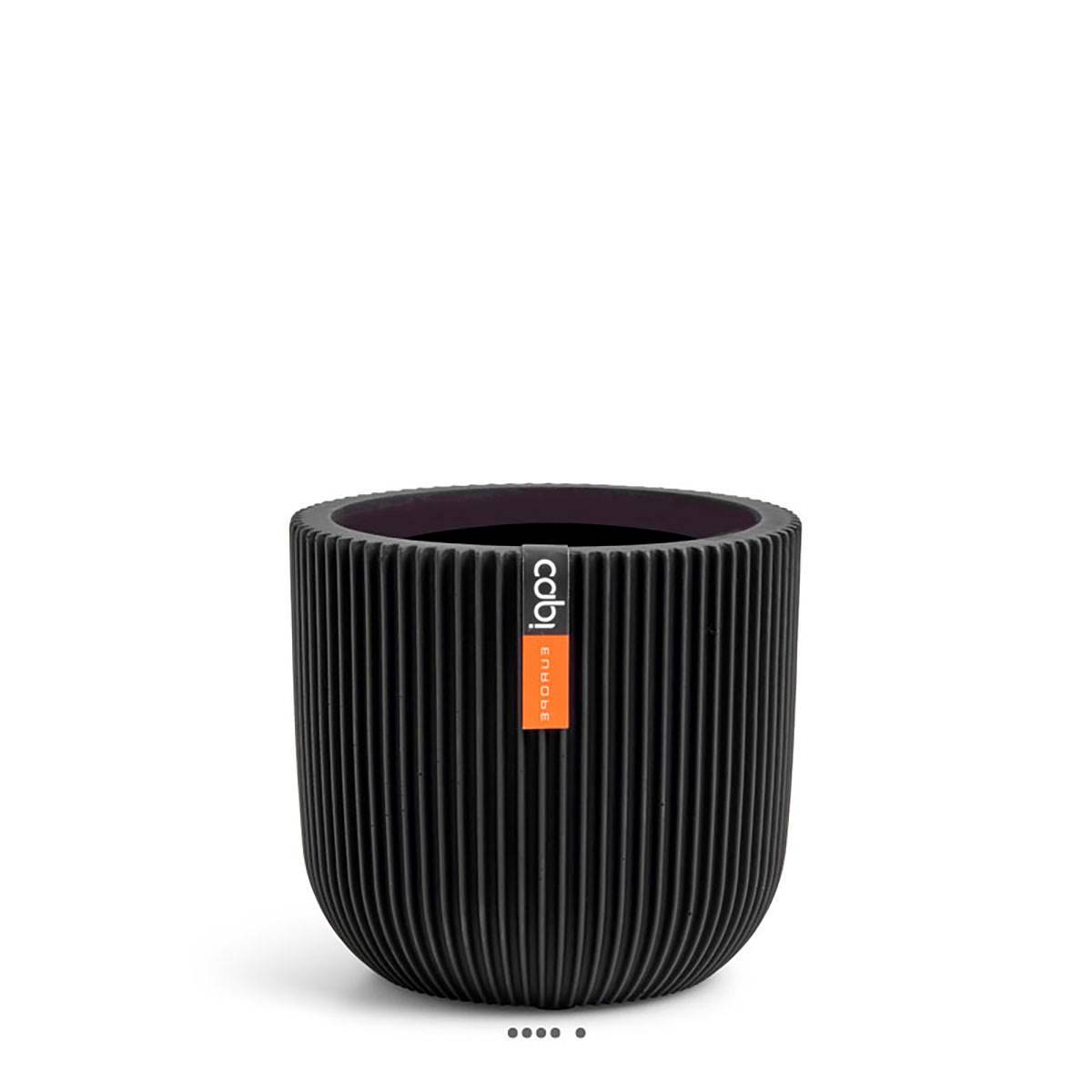 Artificielles - Pot Groove plastique forme eggpot H 13 x D 14cm Noir - dimhaut: H 13 cm - couleur: Noir - Imagen 1
