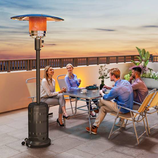 Chauffage de terrasse au gaz portable, puissance réglable, structure robuste, finition noire - Image 3