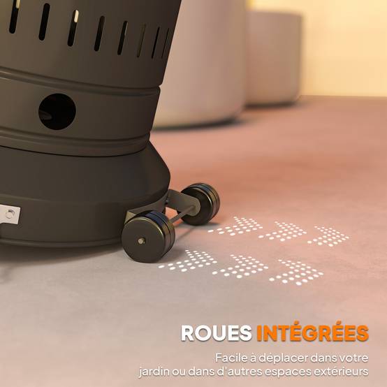 Chauffage de terrasse au gaz portable, puissance réglable, structure robuste, finition noire - Image 10