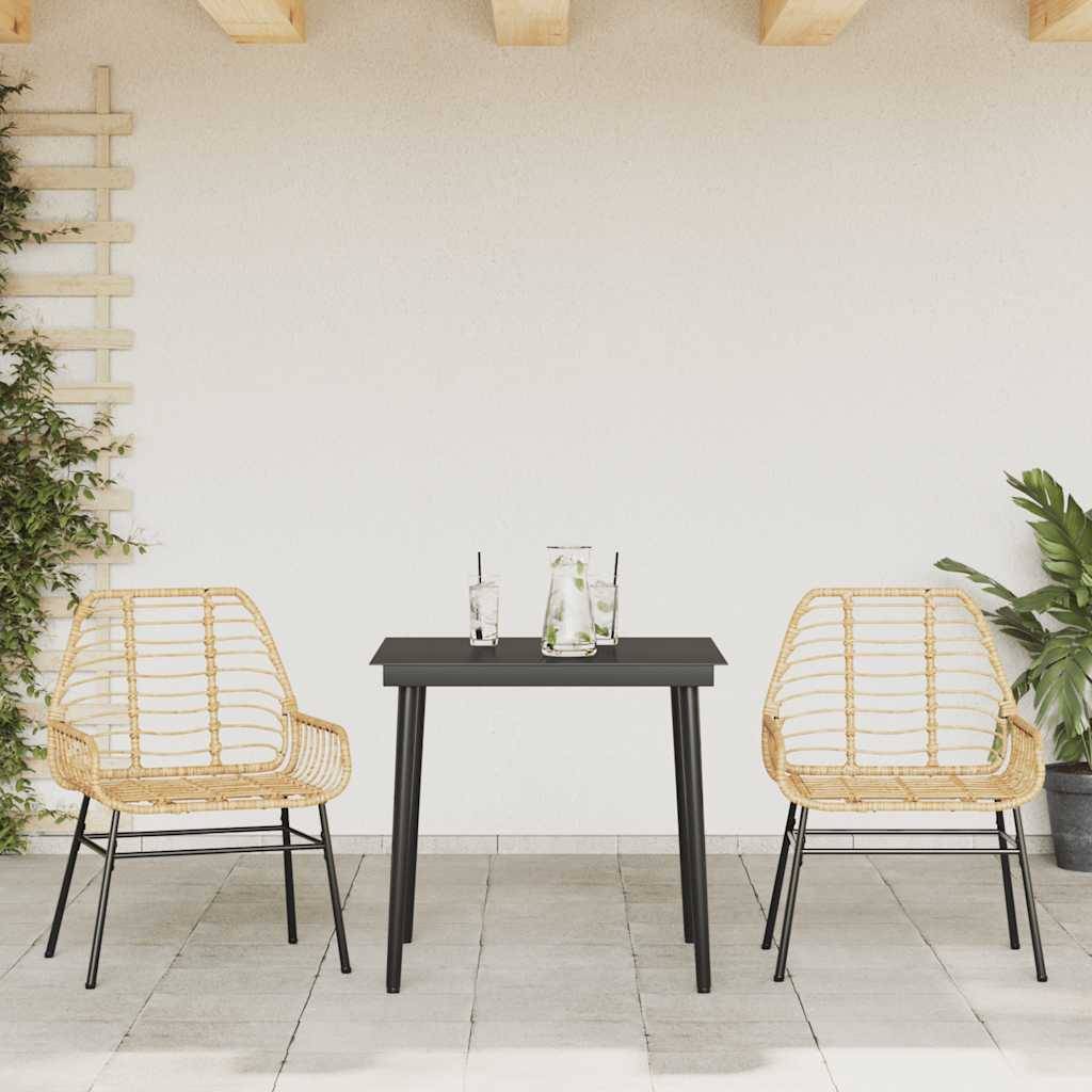 Salon de Jardin 2 Personnes Résine Tressée Table Verre pour Repas Extérieur Marron – ComfortXL Outdoor Living - Image 3