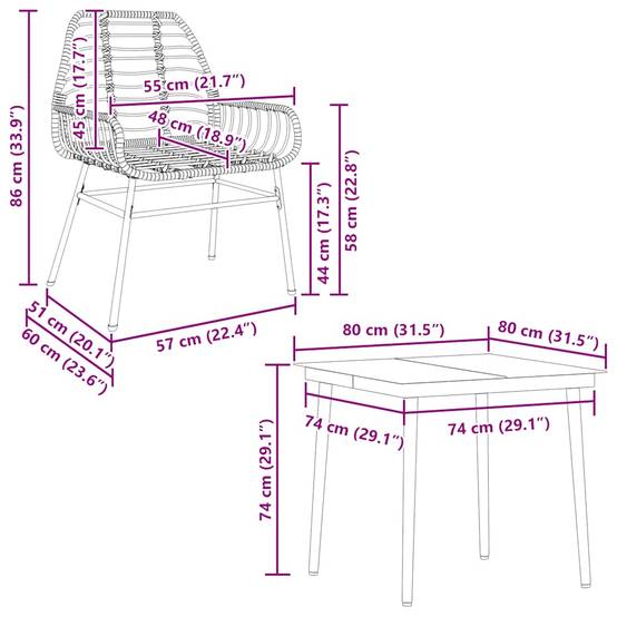 Salon de Jardin 2 Personnes Résine Tressée Table Verre pour Repas Extérieur Marron – ComfortXL Outdoor Living - Image 10