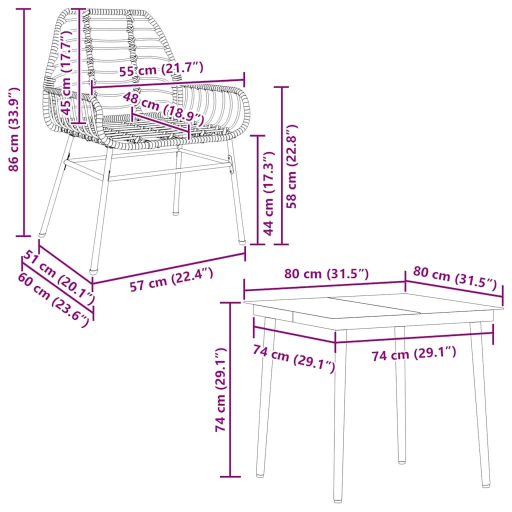 Salon de Jardin 2 Personnes Résine Tressée Table Verre pour Repas Extérieur Marron – ComfortXL Outdoor Living - Image 10