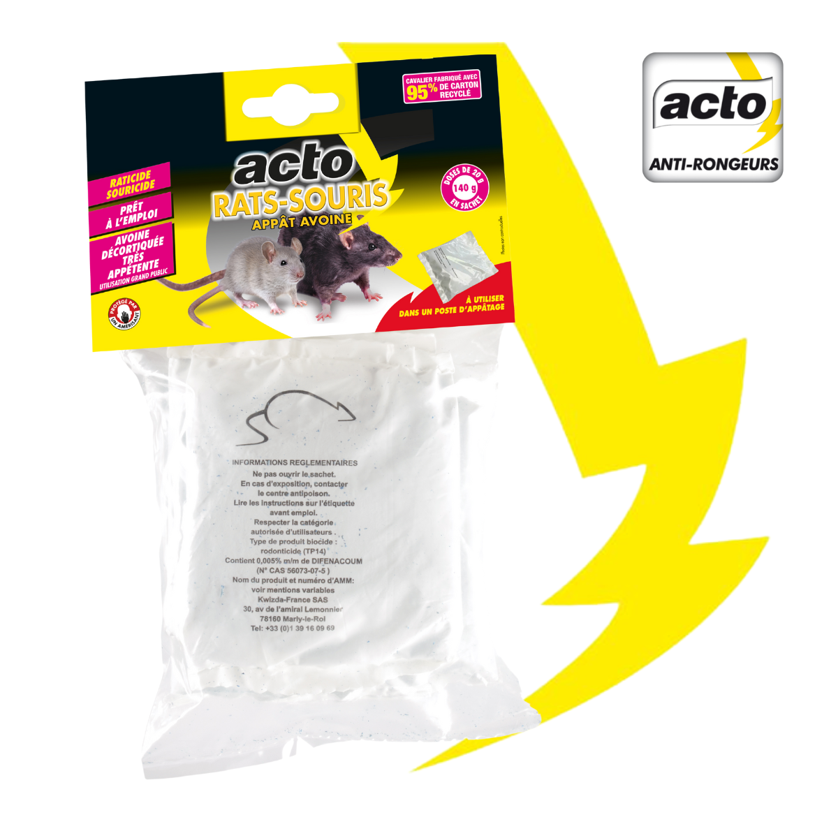 Acto - ACTO RATS-SOURIS APPÂT AVOINE - 7 sachets de 20 grs - Image 2
