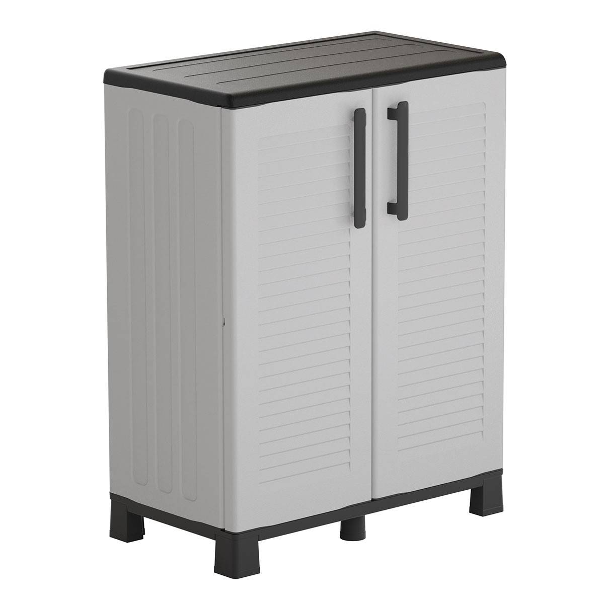 Armoire de rangement 2 portes Gris 68x37x90cm - Meuble de rangement Garage Maison Terrasse - Image 4
