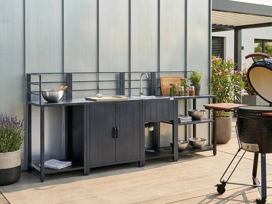 Beliani - Cuisine de jardin Aluminium Gris graphite VIGGIANO - 90x60x125- Beliani - Image 1