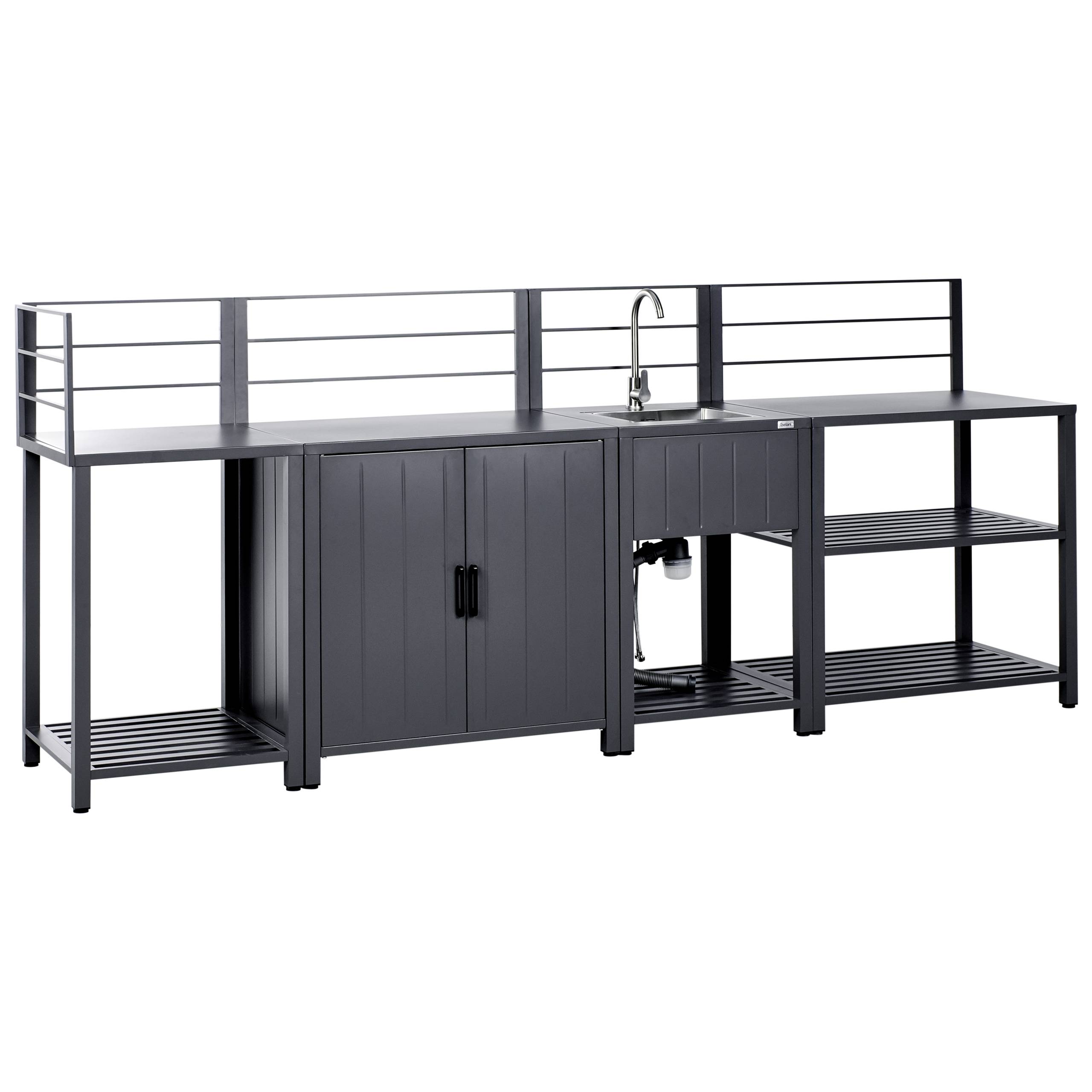 Beliani - Cuisine de jardin Aluminium Gris graphite VIGGIANO - 90x60x125- Beliani - Image 2
