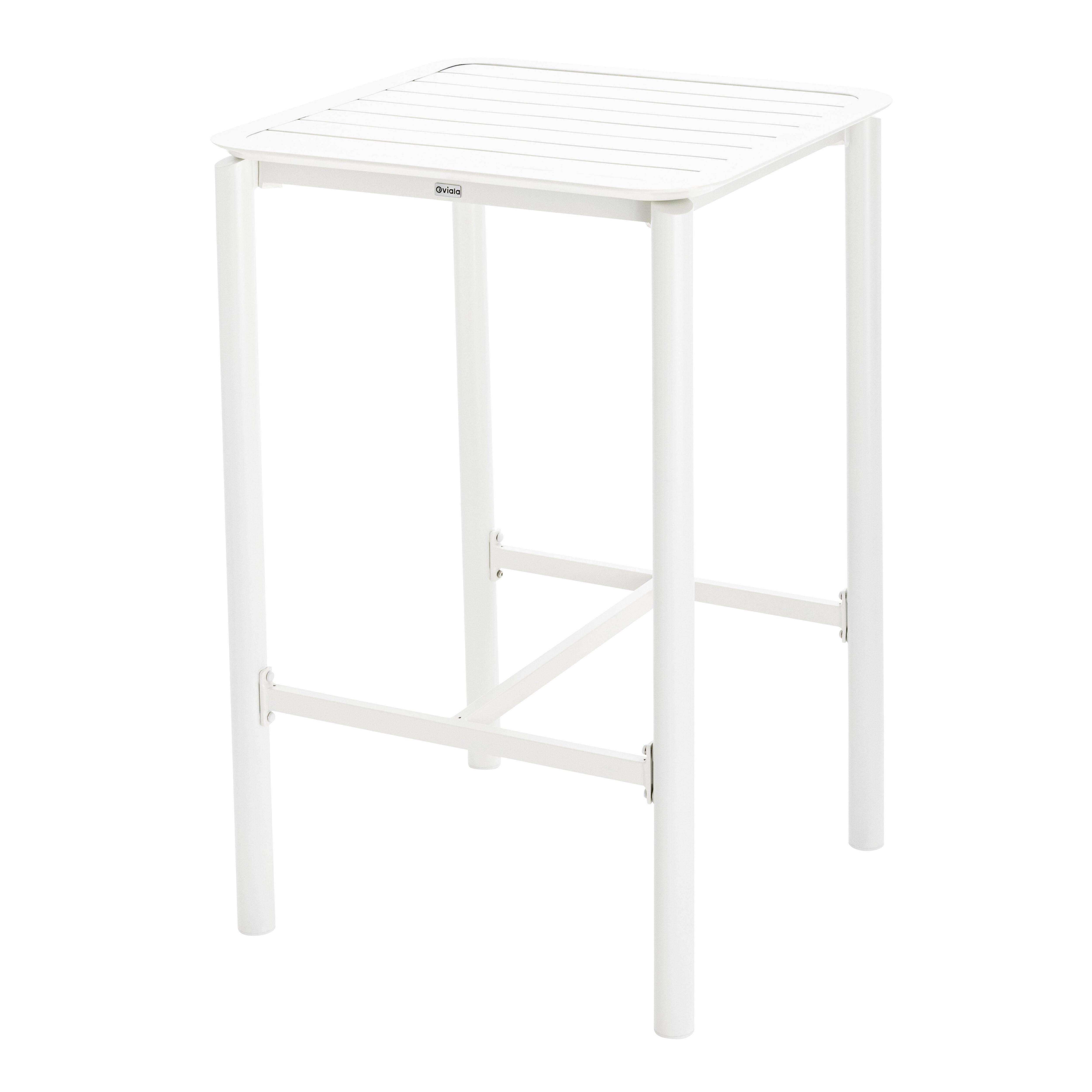 Oviala - Table haute de terrasse avec 2 chaises en aluminium blanc Almada - Oviala - Imagen 2
