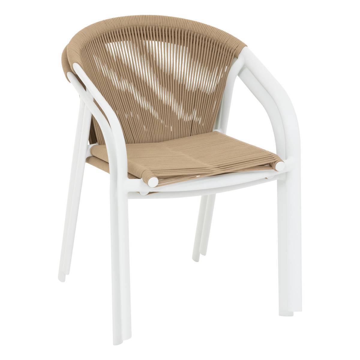 Hesperide - Fauteuil de jardin empilable "Riu" miel & blanc en aluminium traité en epoxy - Hespéride - Image 3
