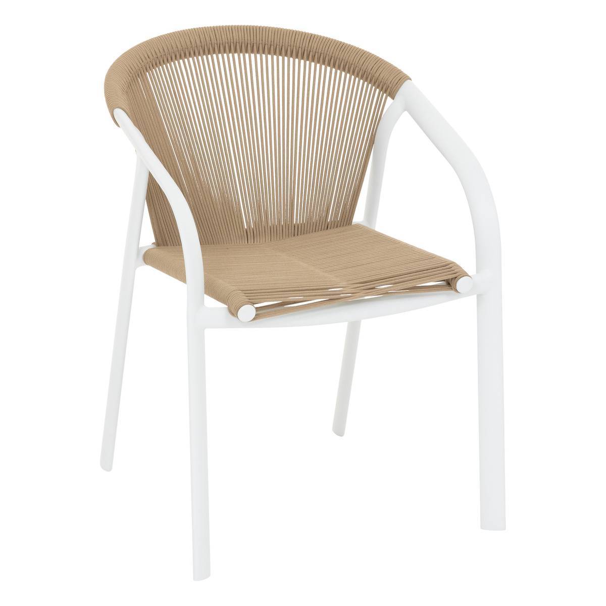 Hesperide - Fauteuil de jardin empilable "Riu" miel & blanc en aluminium traité en epoxy - Hespéride - Image 1
