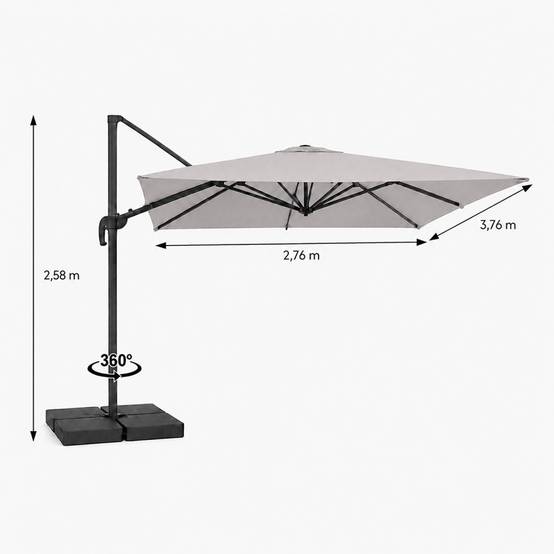 Parasol rectangulaire 3x4 déporté rotatif gris en aluminium CEZIR - Image 3