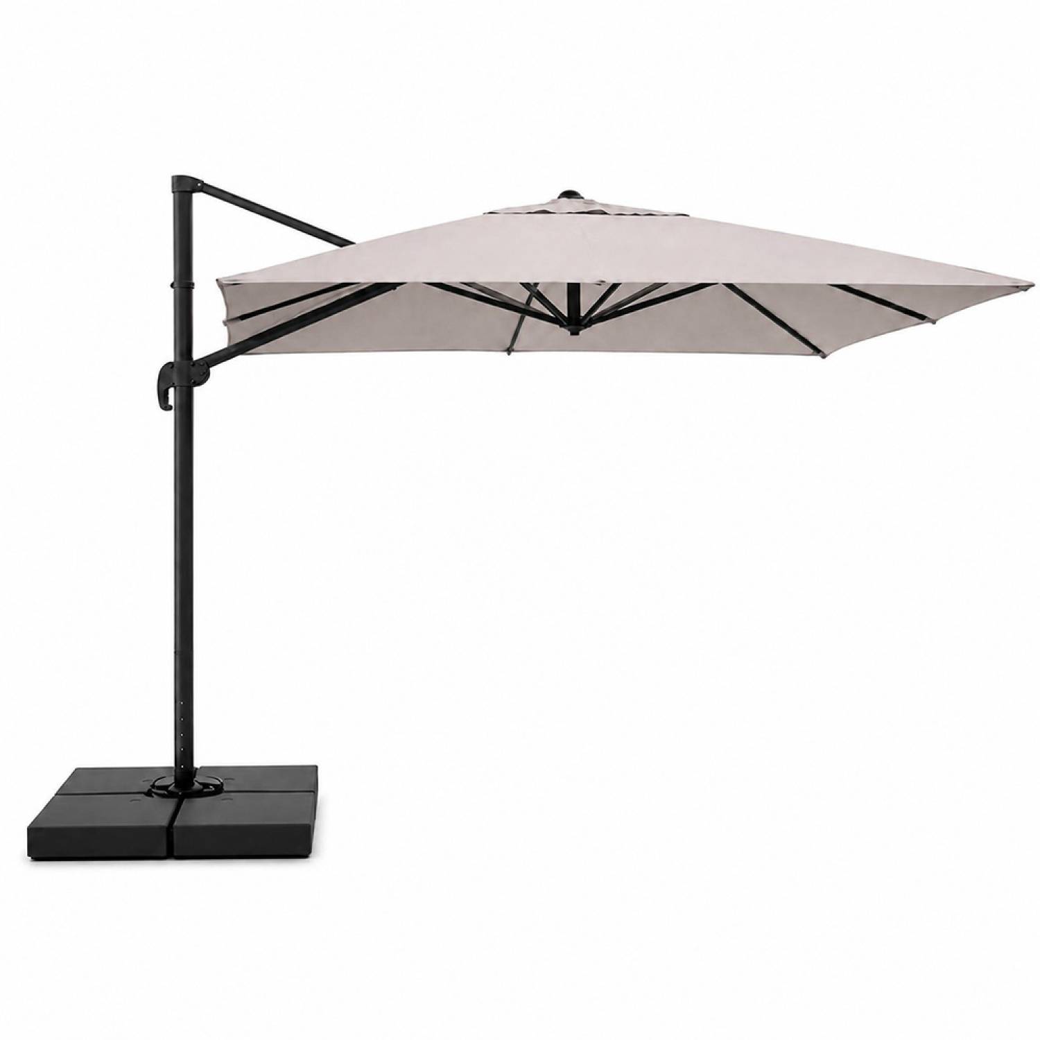Parasol rectangulaire 3x4 déporté rotatif gris en aluminium CEZIR - Image 1
