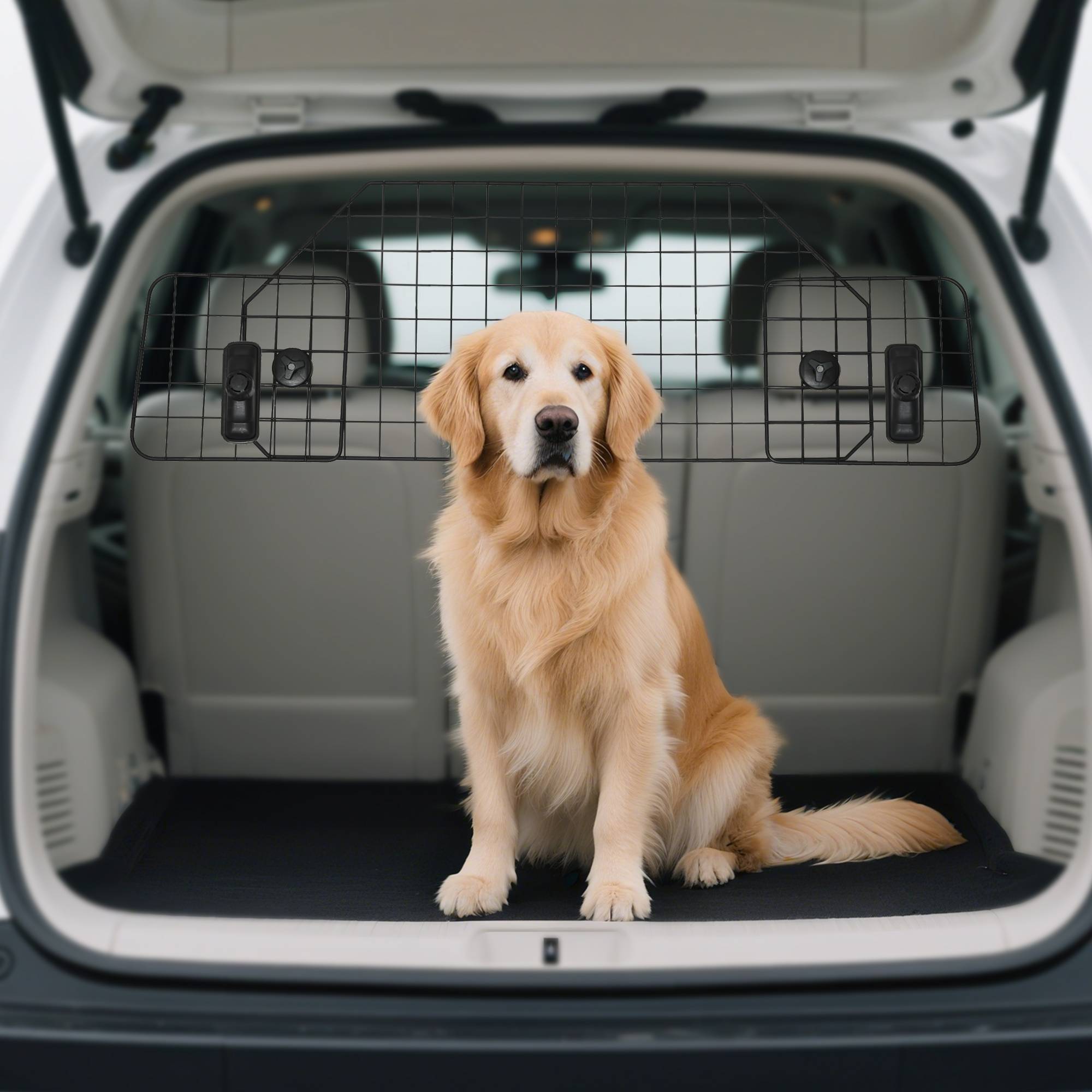 Barrière de Sécurité Universelle pour Chien en Voiture, Métal Extensible pour Sièges Arrière et Coffre, 90–120 x 40,5 cm, Noir - Image 1