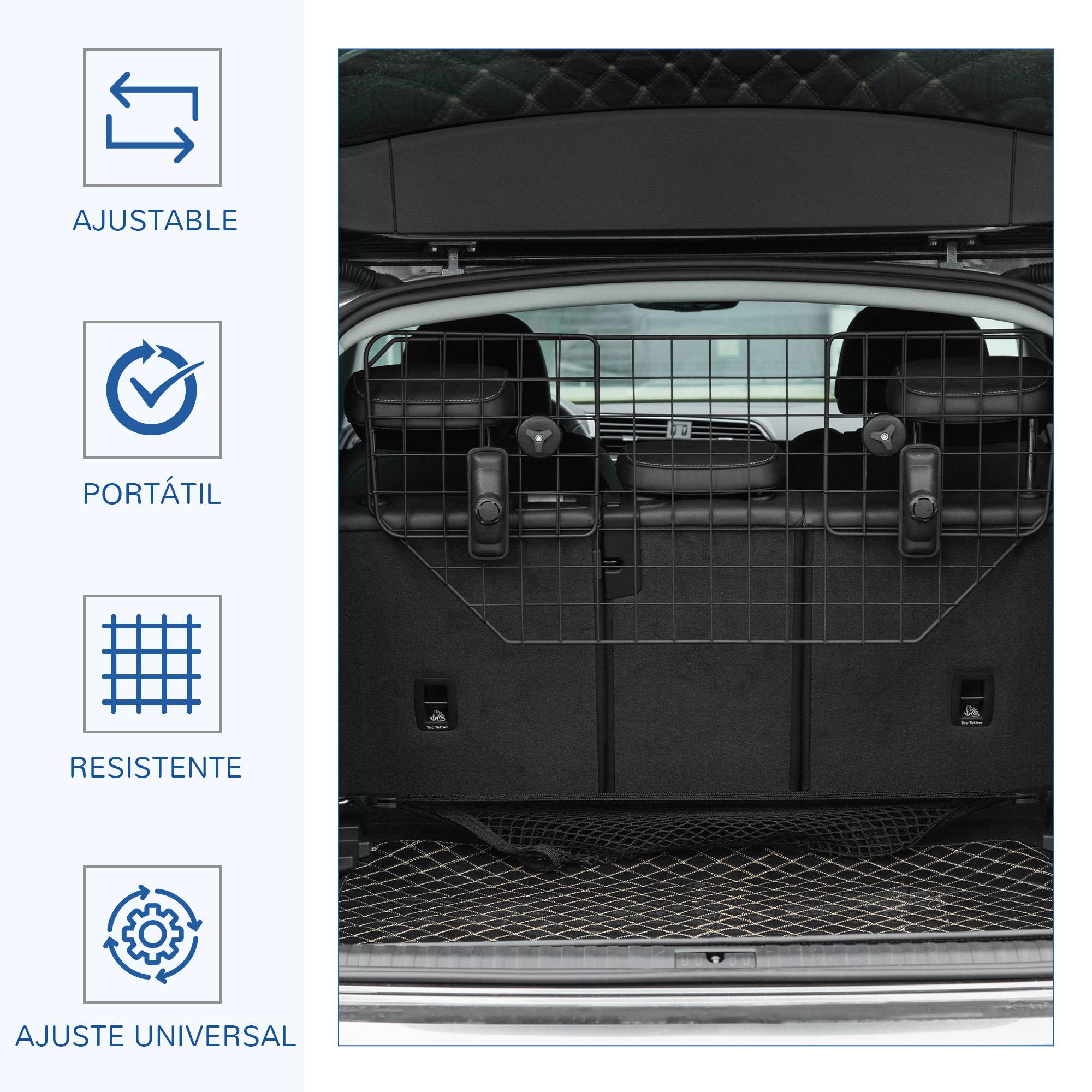 Barrière de Sécurité Universelle pour Chien en Voiture, Métal Extensible pour Sièges Arrière et Coffre, 90–120 x 40,5 cm, Noir - Image 6