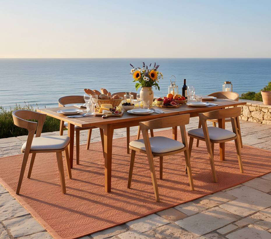 Ensemble table et chaises de jardin  6 places  teck  TRIPOLINADO