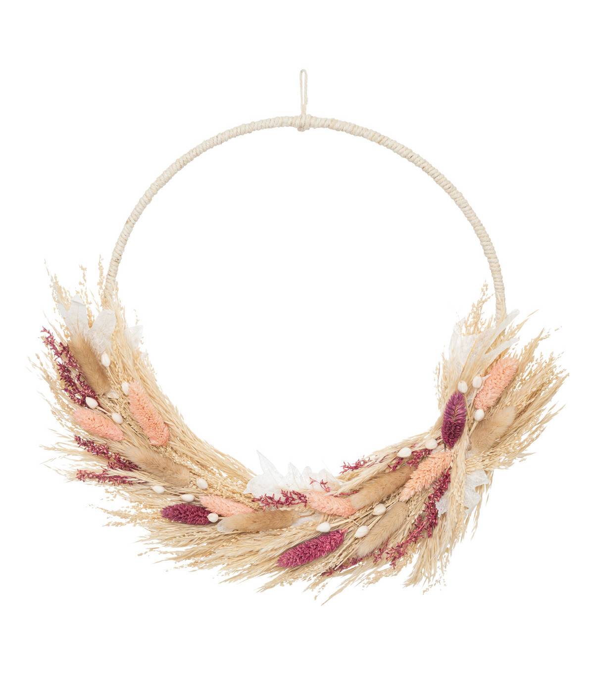 Atmosphera - Couronne de Fleurs Séchées Beige et Rose D 36 cm - Imagen 1