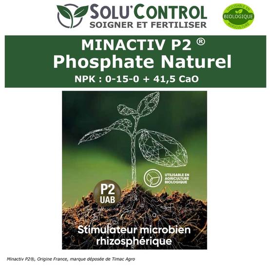 SOLU’CONTROL - 2 kg de Minactiv P2® – Engrais phosphate naturel – Avec Calcimer® marin et stimulateur microbien – Racines solides, gazon dense - Image 4