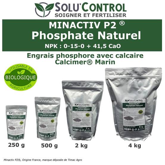 SOLU’CONTROL - 2 kg de Minactiv P2® – Engrais phosphate naturel – Avec Calcimer® marin et stimulateur microbien – Racines solides, gazon dense - Image 8