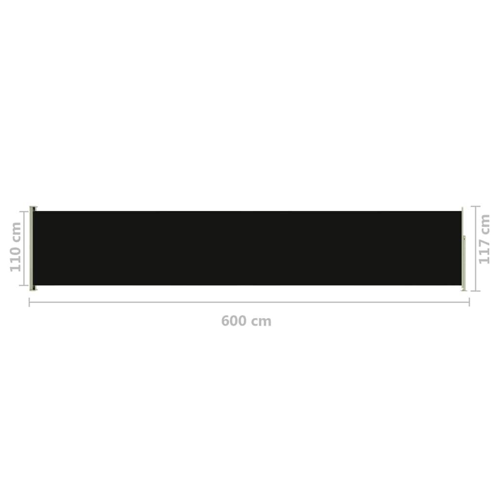 Helloshop26 - Auvent paravent store brise-vue latéral rétractable de patio jardin terrasse balcon protection visuelle écran 117 x 600 cm noir - Imagen 6