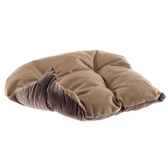 Ferplast - Couchage Rembourré Lit pour Chiens HARRIS 80, Lavable, avec Coussin, Tweed et Velours, Marron - Imagen 4